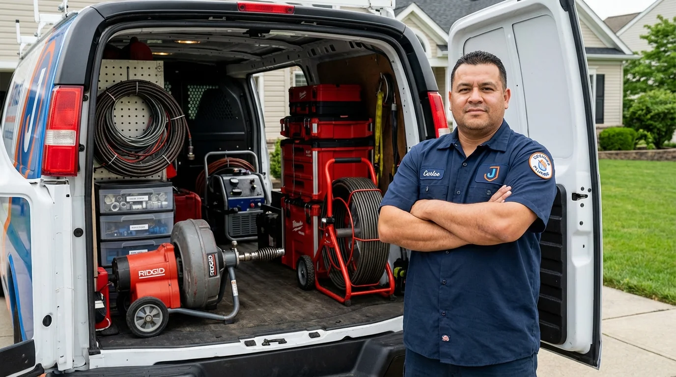 Professional drain cleaning equipment and Johns Plumbing LLC plumber in Tea