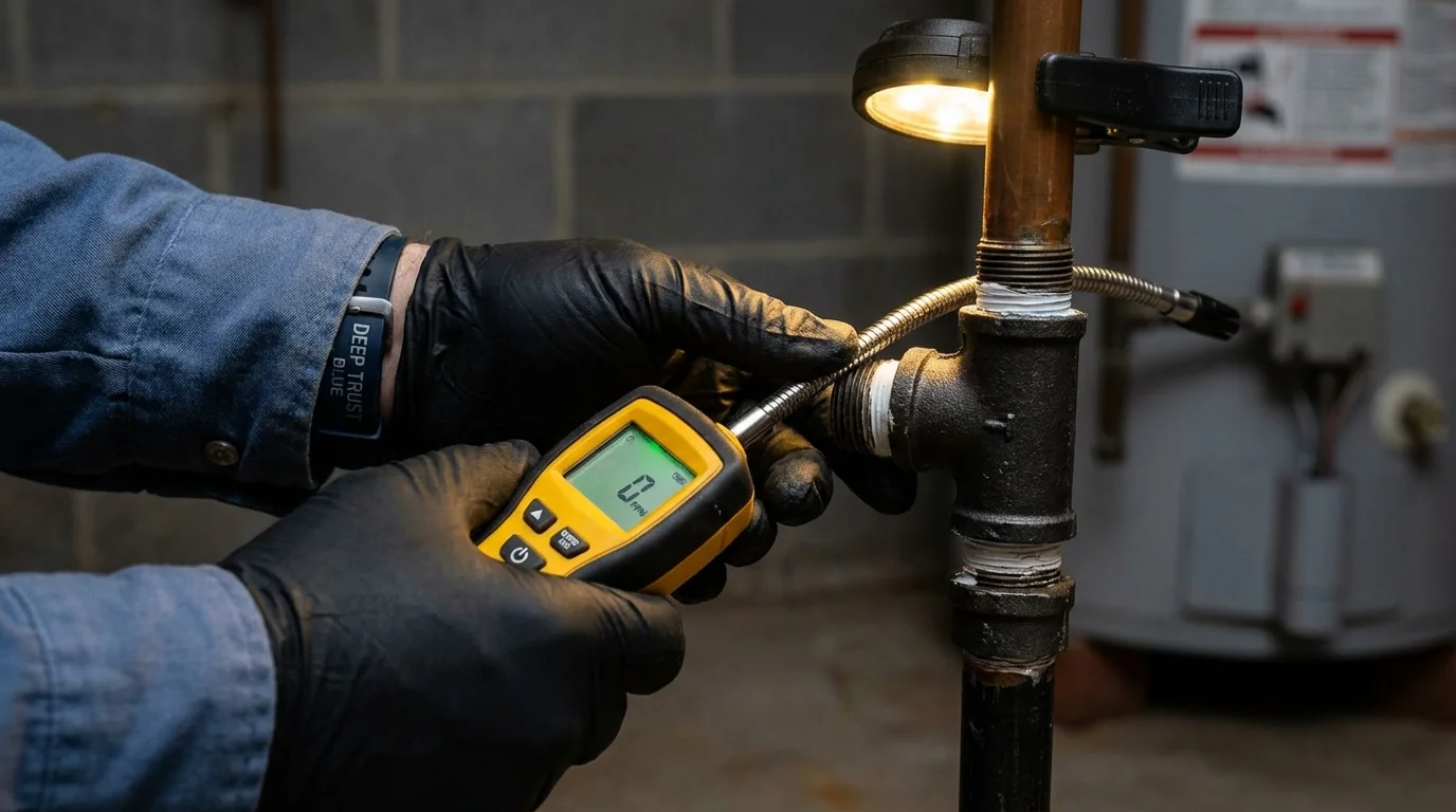 Gas leak detection with electronic sniffer by Johns Plumbing LLC in Tea