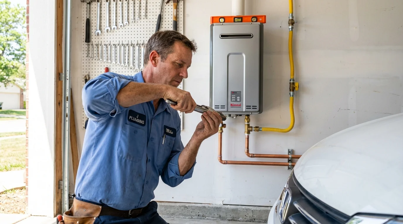 Tankless water heater installation by a Johns Plumbing LLC plumber in Tea